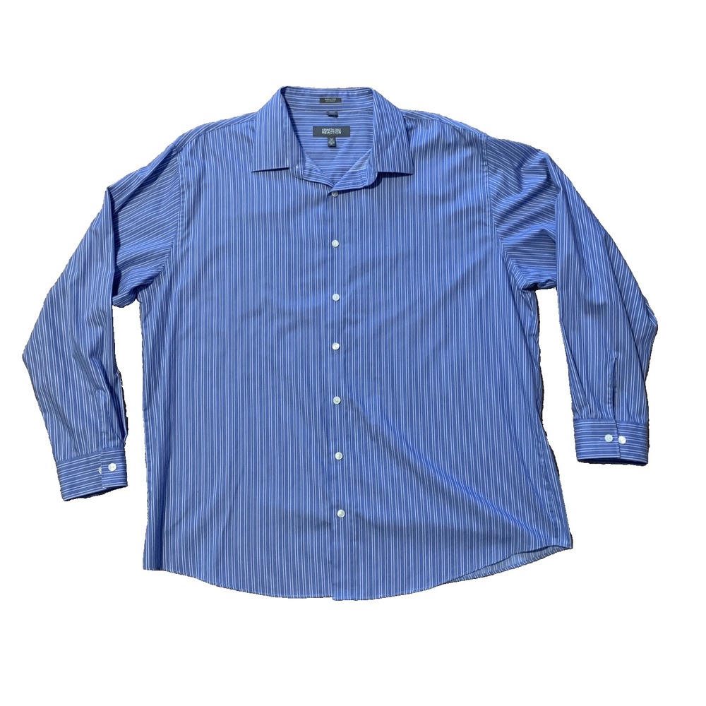 Kenneth Cole Reaction Shirt Long Sleeves Blue XXL Regular Fit Stripes